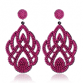 Amazon hot selling exaggerated retro earrings wild all-match full of diamond flower acrylic earrings european and american fashion earrings women