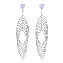 European and american fashion creative exaggerated hot selling earrings ethnic style big geometric leaf diamond earrings female factory direct sales