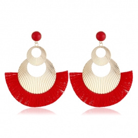 European and american new style multicolor earrings with exaggerated personality, big brand alloy plating geometric long tassel earrings