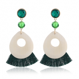 Creative fashion new exaggerated european and american trend earrings wooden geometric big-brand tassel earrings antique earrings