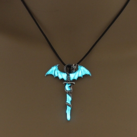 European and american hot-selling fashion luminous necklaces, retro cross-shaped flying dragon pendants, halloween accessories