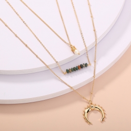 Amazon  european and american simple hand-woven natural freshwater pearl multilayer necklace womens jewelry