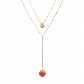 European and american fashion personality design golden pea pendant multilayer necklace multicolor natural stone love jewelry wholesale