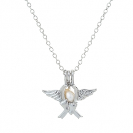 Cross-border hot sale fashion popular element alloy bow small foot wings hollow pearl cage necklace