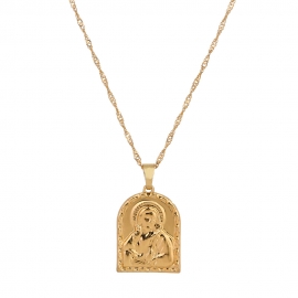 European and american embossed roman portrait pendant necklace, fashionable design, simple temperament, trendy clavicle chain female