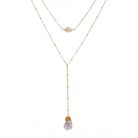 Hot-selling korean style necklace in europe and america, natural freshwater pearl, purple crystal pendant, christmas simple accessories