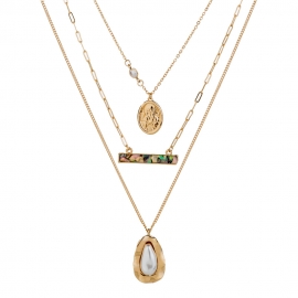 Amazon hot sale new abalone shell accessories simple multi-layer metal pendant necklace female factory direct sales