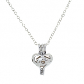 Ebay hot sale openable diy pearl cage small photo box heart-shaped mom hand pendant necklace