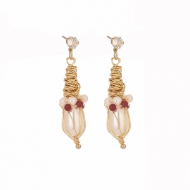 New exquisite retro palace style earrings, hand-wound original design pearl pendant earrings, cross-border hot sales