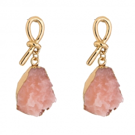 European and american ins retro pop earrings edging pink imitation natural stone drop earrings jewelry female factory direct sales