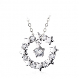 All stars around zircon ring necklace pendant fashion trend short clavicle chain copper with gold electroplated finished necklace and zircon pendant