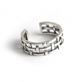 Woven mesh fashion s925 sterling silver open men and women ring ring