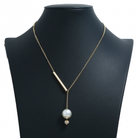 European and american fashion new simple pearl pendant necklace original simple copper tube necklace