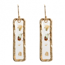 New female fashion retro shell earrings studs korean transparent epoxy resin rectangular earrings earring