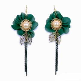 Korean fashion earrings trendy gold tassels long cloth earrings ladies noble jewelry wholesale