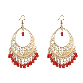 European and american bohemian earrings hollow rice beads tassel earrings jewelry
