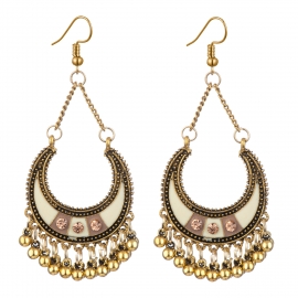 Indian ethnic style earrings hot sale moon shaped oil drop earrings vintage alloy bead earrings wholesale