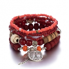 Bracelet color bohemian ethnic style female multi-layer stretch rice bead bracelet european and american jewelry