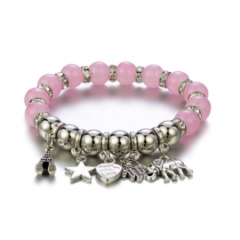 The new cross-border e-commerce foreign trade explosion model bracelet gold natural stone crystal bead multicolor elastic bracelet