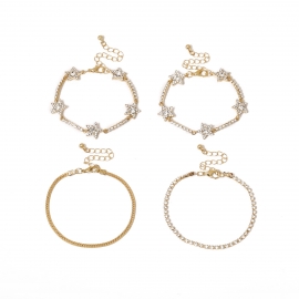 European and american cross-border jewelry ins generous geometric zircon jewelry temperament micro-inlaid star snake bone chain set bracelet