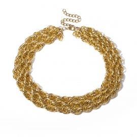 European and american cross-border jewelry, simple retro handmade geometric items, female personality exaggerated multi-layer twist chain necklace