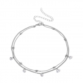 New european and american cross-border accessories 2018 summer fashion clavicle zircon necklace metal multi-layer necklace