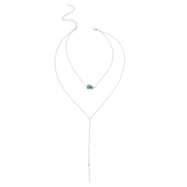 European and american cross-border fashion street photography, beautiful new money decoration, simple turquoise metal strip sequin pendant necklace