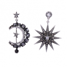 Exaggerated star and moon diamond long earrings women european style punk fashion earrings
