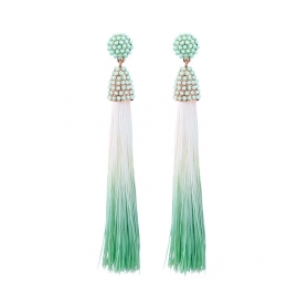 Long fringe earrings women wholesale european and american fashion jewelry factory direct sales ladies personality inlaid pearl alloy earrings