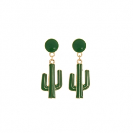 Sen simple enamel glaze earrings japan and south korea small fresh wild earrings temperament net red cactus earrings