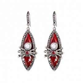 Retro personality red crystal spider earrings female european and american fashion trendy stock earrings