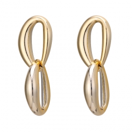 Hot selling earrings in europe and america minimalist geometric double ring earrings female temperament exaggerated golden chain earrings alloy earrings