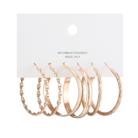 New european and american fashion exaggerated alloy hoop earrings women 2020 fashion personality temperament earrings three-piece accessories