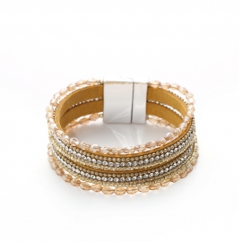 Explosive foreign trade bohemian multilayer crystal bracelet inlaid with rhinestones handmade beaded bracelet