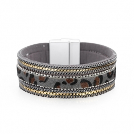 Bracelet foreign trade european and american fashion horsehair multi-layer chain leopard print boutique leather bracelet amazon explosion leather bracelet