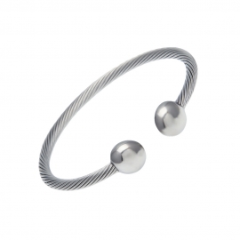 Hip hop open magnetic bangle bracelet stainless steel health germanium bracelet magnet color preserving twisted rope bracelet overseas hot sale
