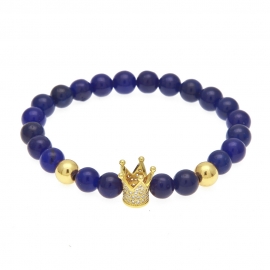 European and american mens hip-hop lapis lazuli micro-inlaid zircon crown beaded bracelet rock punk style nightclub mens accessories