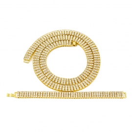 Amazon 3 drain diamond necklace and bracelet zinc alloy mens hip hop hot jewelry