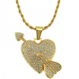 Fashion creative trend mens diamond love arrow arrow pierced heart pendant necklace