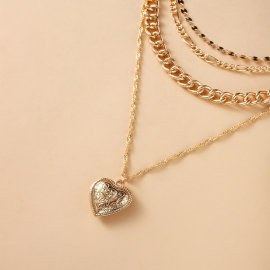 Fashion personality and popular cross-border jewelry ladies love pendant multi-layer chain necklace