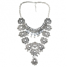 European and american cross-border exaggerated fashion big-name jewelry retro ethnic style high luxury long alloy diamond necklace