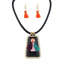 European and american exaggerated big-name necklace, long alloy small tassel earrings, ethnic style necklace yiwu wholesale jewelry