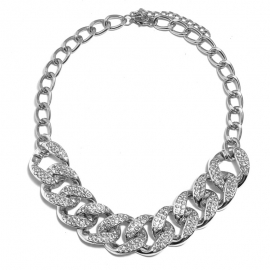 European and american cross-border jewelry new trend exaggerated hip-hop hot-selling item ornaments short diamond ccb retro geometric necklace