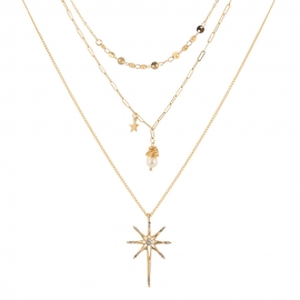 New ins fashion jewelry handmade design micro-studded sky star pendant multi-layer necklace