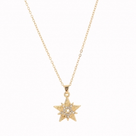 European and american retro hot-selling diamond-studded five-pointed star hundred matching accessories, creative personality simple metal elegant ladies necklace