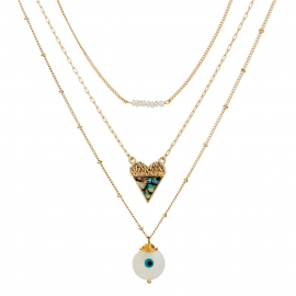 Hot-selling jewelry in europe and america, trendy multi-layer street style sexy necklace, abalone shell peach heart pendant necklace