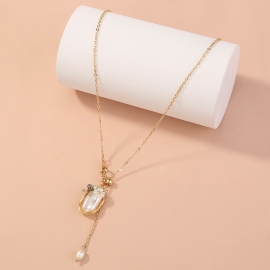 Niche design handmade chinese style retro palace pearl long pendant necklace female clavicle chain necklace