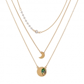 European and american womens accessories wish aliexpress amazon fashion personality abalone shell five-pointed star moon multilayer necklace