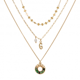 European and american popular new accessories, personality mix and match natural color abalone shell necklace womens multi-layer pendant necklace