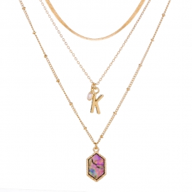 Exaggerated hot-selling jewelry in europe and the united states, personality, wild, detachable, geometric pendant with letters, combination stacking necklace